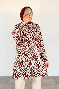 Tan Shirt Collar Long Arm Viscose Fabric Printed Shirt