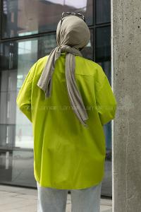 Pistachio Green Shirt Collar Long Arm Cotton Unprinted Shirt