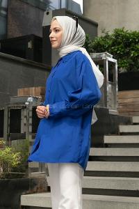 Saxe Shirt Collar Long Arm Cotton Unprinted Shirt