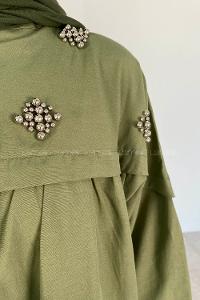 Khaki Shirt Collar Long Arm Cotton Unprinted Shirt