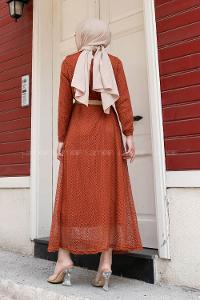 Tan Normal Neck Cotton Fabric Unprinted Dresess