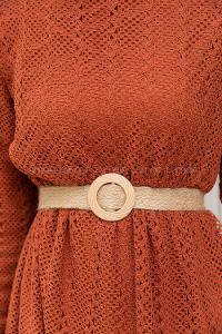 Tan Normal Neck Cotton Fabric Unprinted Dresess