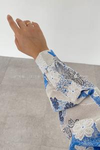 Blue Shirt Collar Long Arm Viscose Fabric Printed Shirt