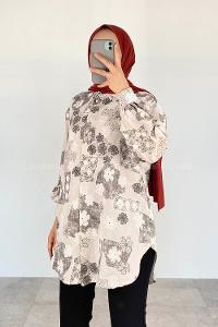 Sophisticated Gray Shirt Collar Long Arm Viscose Fabric Printed Shirt