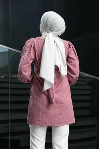 Powder Crew Neck Viscose Fabric Unprinted Tunic