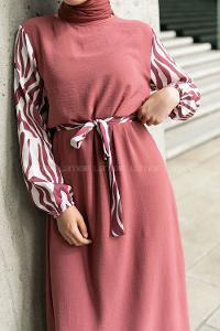 Rose-1 Crew Neck Ayrobin Printed Dresess