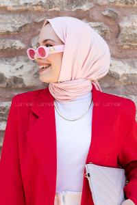 Light Powder Combed Fabric Straight Shawl