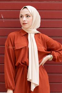 Beige Combed Fabric Straight Shawl