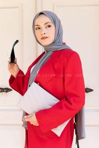 Gray Combed Fabric Straight Shawl