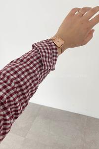 Claret Red Shirt Collar Long Arm Cotton Printed Shirt