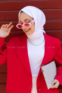 White Combed Fabric Straight Shawl