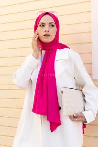 Fuchsia Combed Fabric Straight Shawl