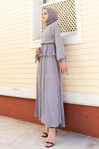 Gray Crew Neck Long Arm Without Accessories Ayrobin Flare Suit