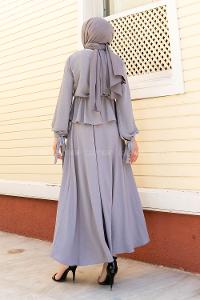 Gray Crew Neck Long Arm Without Accessories Ayrobin Flare Suit