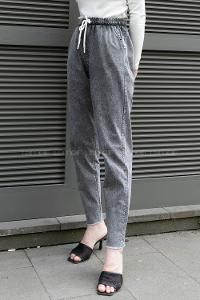 Anthracite Cotton High Waist Comfortable Pants