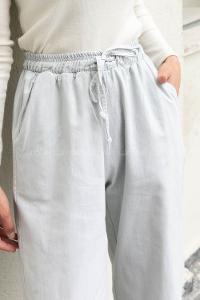 Mint Green Cotton Fabric Elastic Waist Comfortable Pants