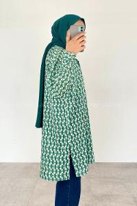 Green Shirt Collar Long Arm Cotton Printed Shirt