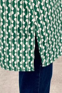 Green Shirt Collar Long Arm Cotton Printed Shirt