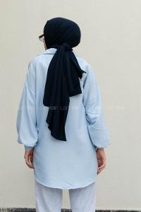 Baby Blue Shirt Collar Long Arm Cotton Unprinted Shirt