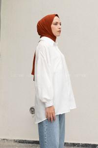 White Shirt Collar Long Arm Cotton Unprinted Shirt