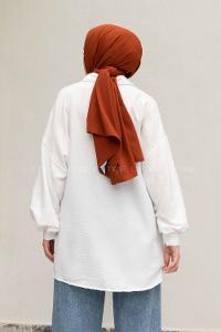 White Shirt Collar Long Arm Cotton Unprinted Shirt