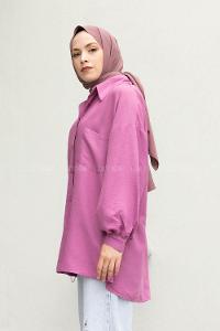 Lilac Shirt Collar Long Arm Cotton Unprinted Shirt