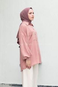 Powder Shirt Collar Long Arm Cotton Unprinted Shirt