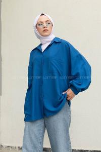 Saxe Shirt Collar Long Arm Cotton Unprinted Shirt