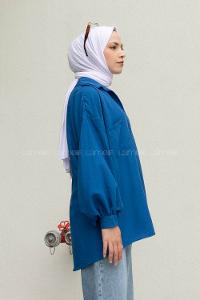 Saxe Shirt Collar Long Arm Cotton Unprinted Shirt