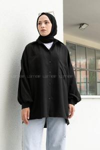 Black Shirt Collar Long Arm Cotton Unprinted Shirt
