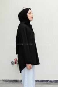 Black Shirt Collar Long Arm Viscose Fabric Unprinted Shirt