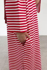 Red Crew Neck Cotton Printed Tunic