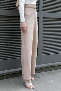 Beige Viscose Fabric High Waist Material Pants
