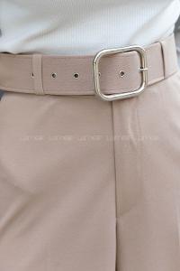 Beige Viscose Fabric High Waist Material Pants