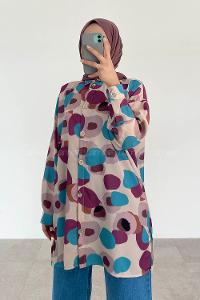 Stone Shirt Collar Long Arm Cotton Printed Shirt