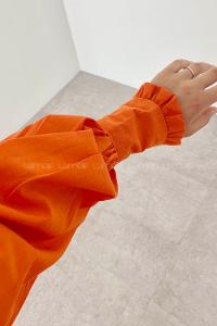 Orange Shirt Collar Long Arm Cotton Unprinted Shirt