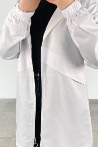 White Hood Neck Long Arm Raincoat