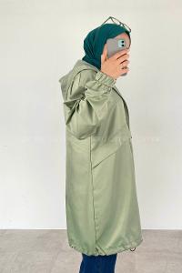 Mint Green Hood Neck Long Arm Raincoat