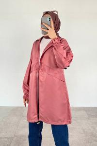 Powder Hood Neck Long Arm Raincoat
