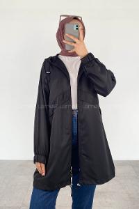 Black Hood Neck Long Arm Raincoat