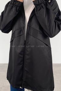 Black Hood Neck Long Arm Raincoat