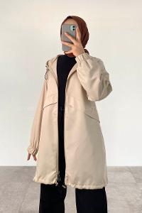 Stone Hood Neck Long Arm Raincoat