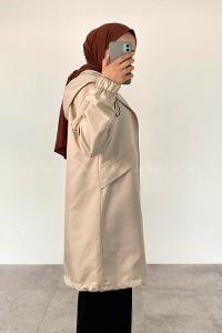 Stone Hood Neck Long Arm Raincoat