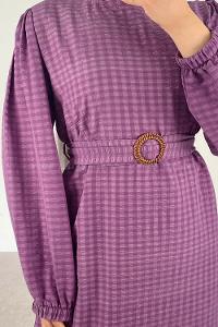 Purble Crew Neck Viscose Fabric Unprinted Tunic