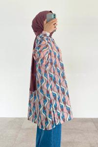 Gray Shirt Collar Long Arm Cotton Printed Shirt