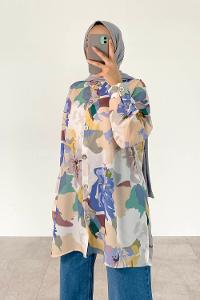 Indigo Shirt Collar Long Arm Cotton Printed Shirt