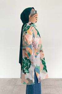 Emerald Green Shirt Collar Long Arm Cotton Printed Shirt