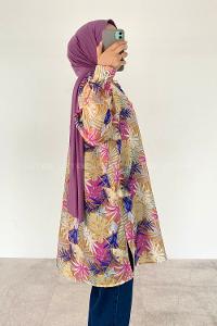 Ocher Shirt Collar Long Arm Cotton Printed Shirt