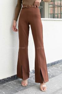 Bitter Brown Crepe Fabric High Waist Material Pants