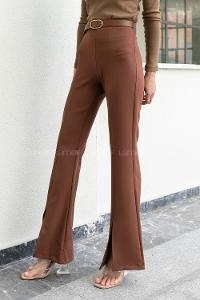 Bitter Brown Crepe Fabric High Waist Material Pants